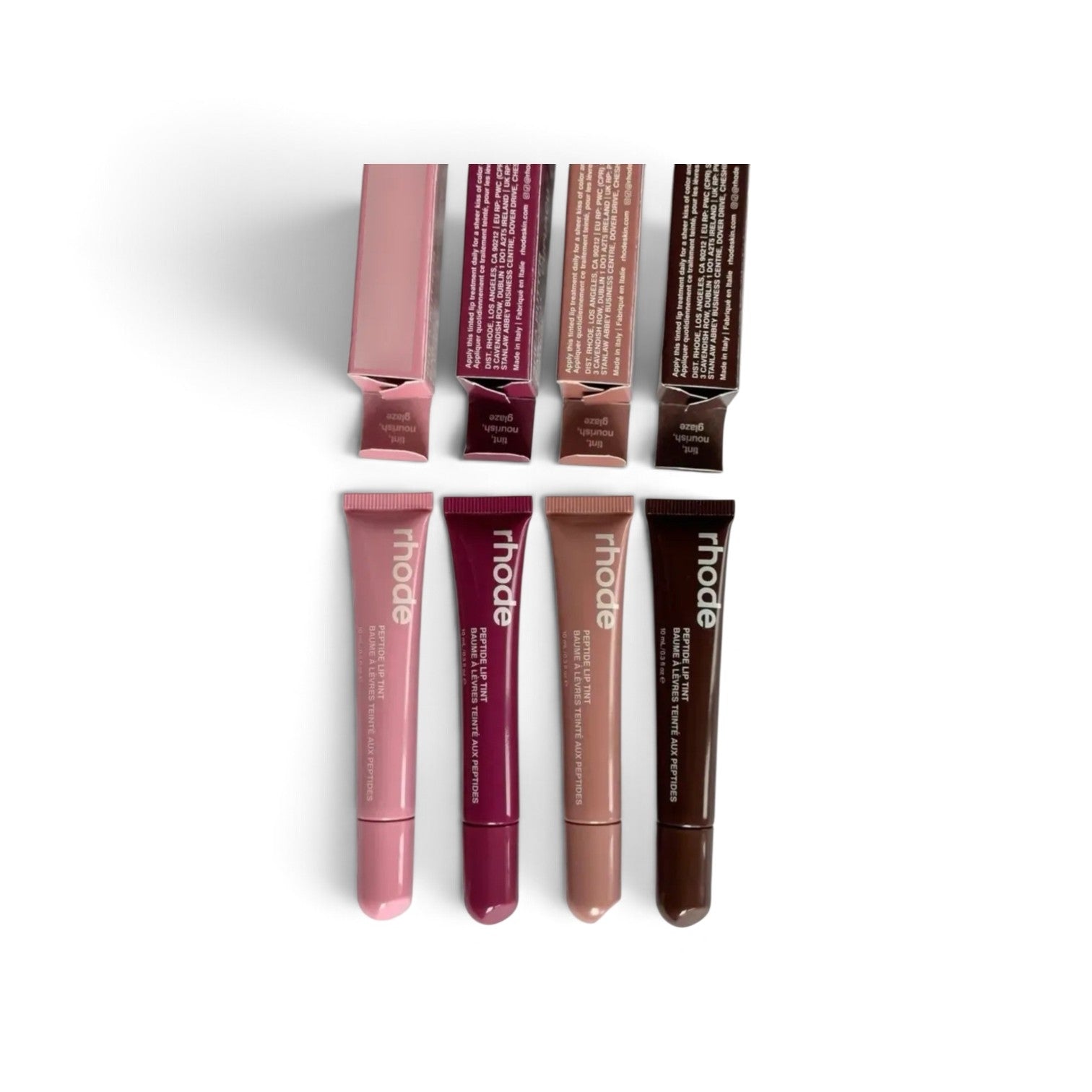 Lip Gloss rhode summer Lip Ink Hailey Bieber 4 pz colores: espresso, ribbon, toast, raspberry jelly.